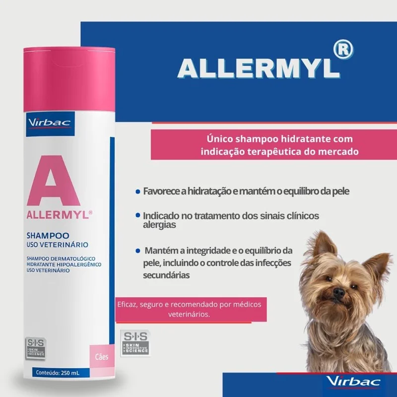 Allermyl Shampoo Antialérgico - disponível no pet shop da Mundo Animal em Palotina - PR